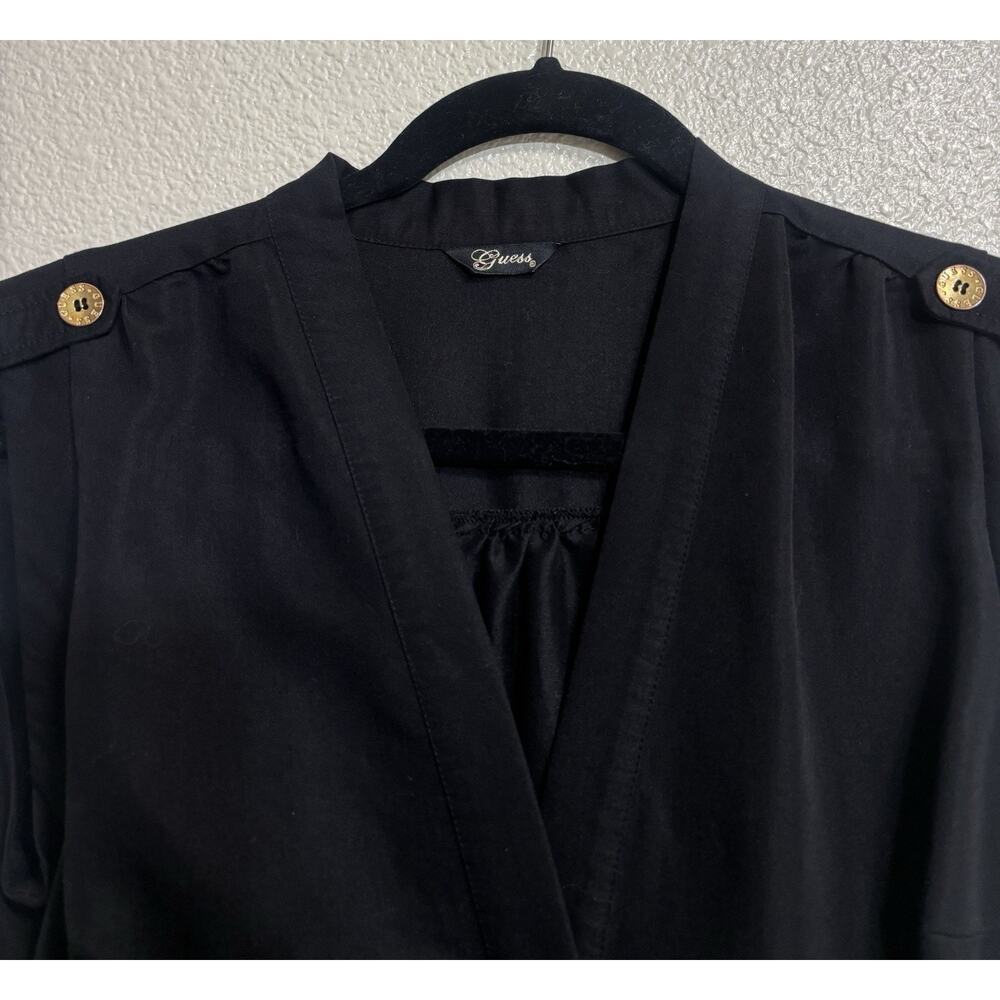 Guess Women’s Sz 28 Romper Shorts Black Button Up Nautical Indie Goth Resortwear - Picture 3 of 9
